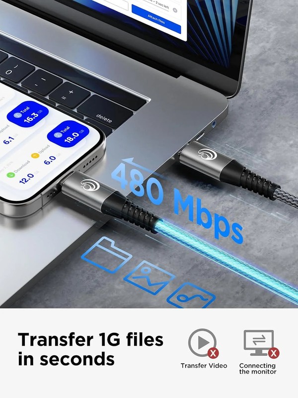 2x Original Carga Rapida USB-C De 100W Cable 10FT Cargador Para iPhone 16 15 Pro gallery