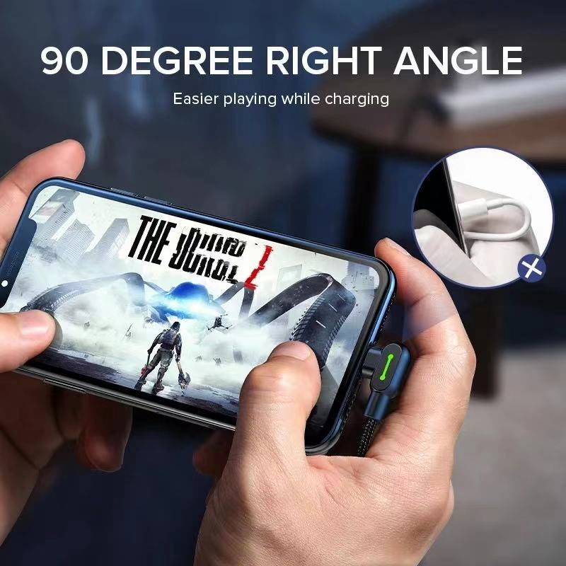 For iPhone 14 13 12 11 XR 8 7 6 90 Degree Elbow USB Cable Charger Charging Cord gallery