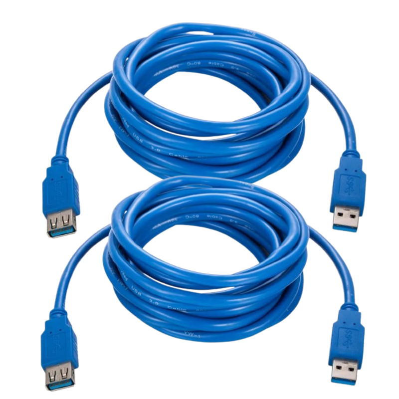 2 x 10FT USB 3.0 Extension Cable Type A Male to Female High Speed Data Transfer