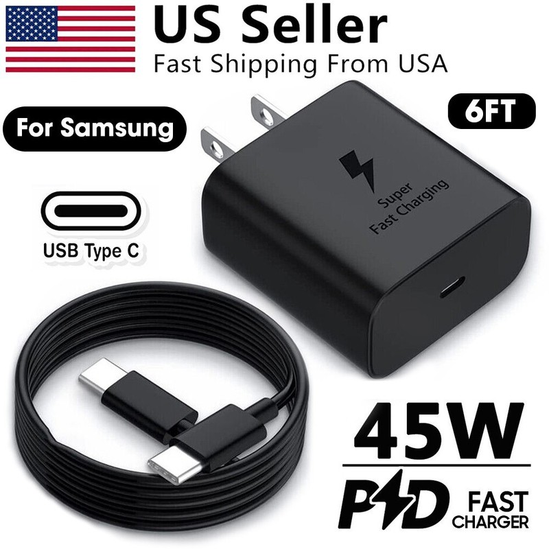 45W Super Fast Charger Adapter + 6FT Type C cable For Samsung S24 S25 S26 Sony