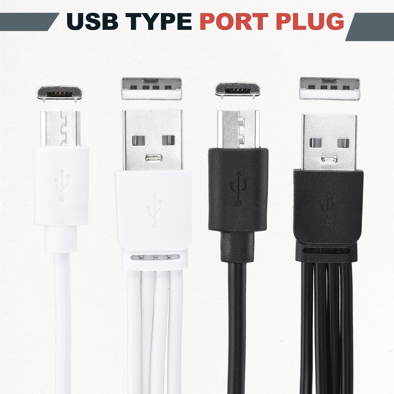 2Pcs Multi Charging Cable, 4 in 1 USB A to Micro USB Splitter 8", Black White gallery