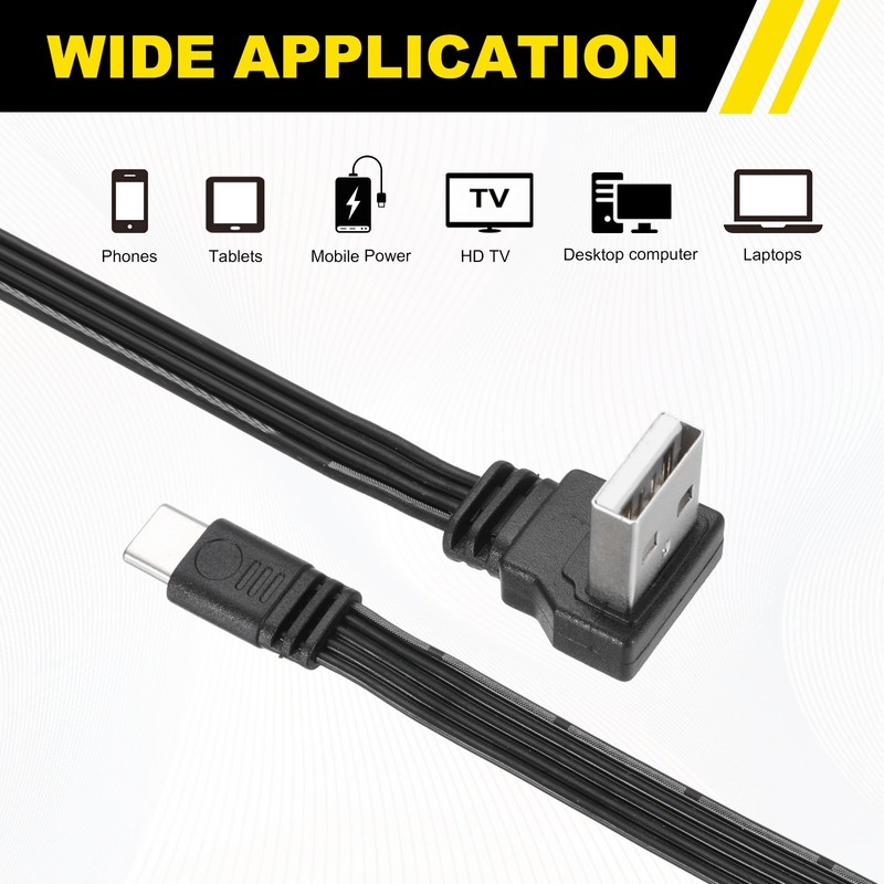 90 Degree USB A to USB C Cable, 19.7" UP&Down Angle USB A to USB C Cable gallery
