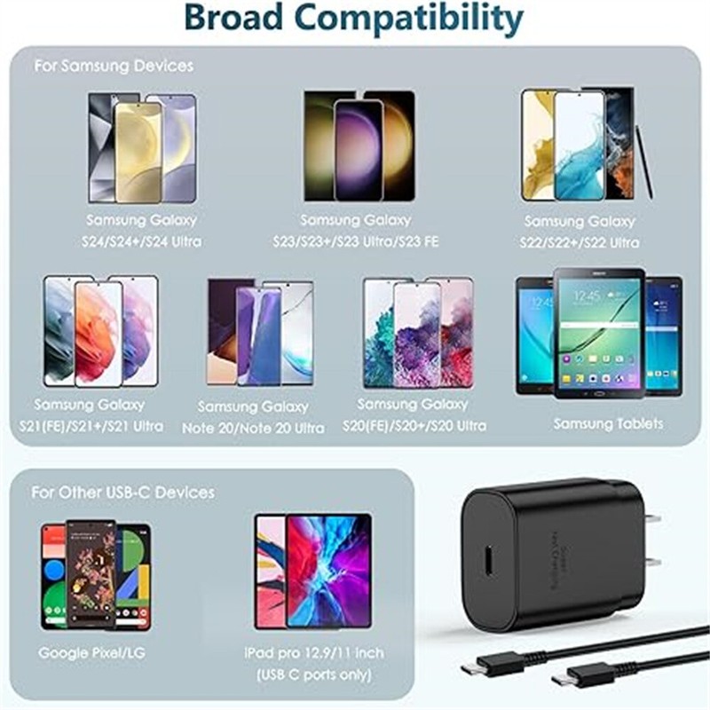 25W Fast Charger For Samsung Galaxy Plug Adapter USB-C to Type C Cable Data Sync gallery