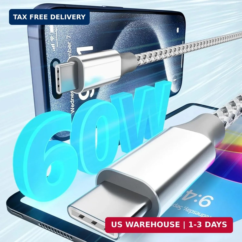 KYEHD USB C Cable，3 Pack 10FT 60W Fast Charging USB C to USB C Cable, Durable Ty gallery