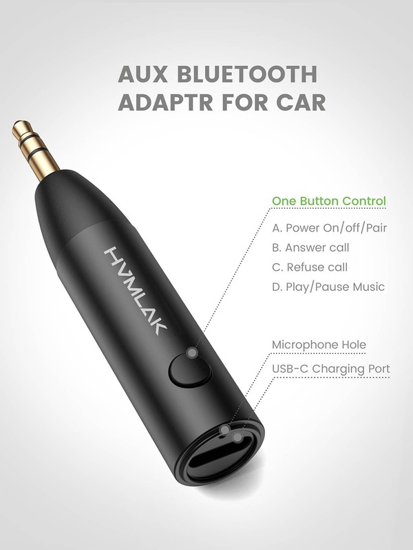 Bluetooth 5.4 Car Aux Adapter with Enhanced Microphone, 3.5mm Jack for Car Ho... gallery