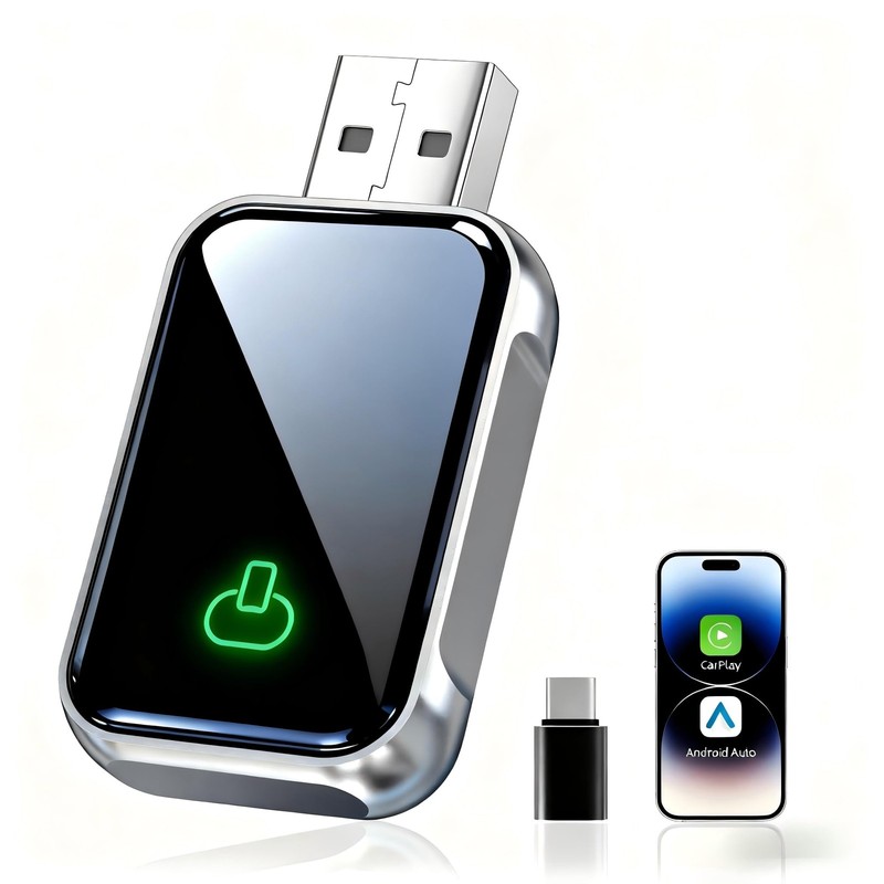 Wireless CarPlay Adapter for Apple iPhone & Android Auto - 2-in-1 Fast & Stab...