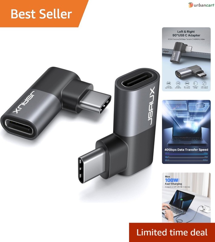 90° USB-C Adapter 2-Pack: Max Power, Speed & Clarity