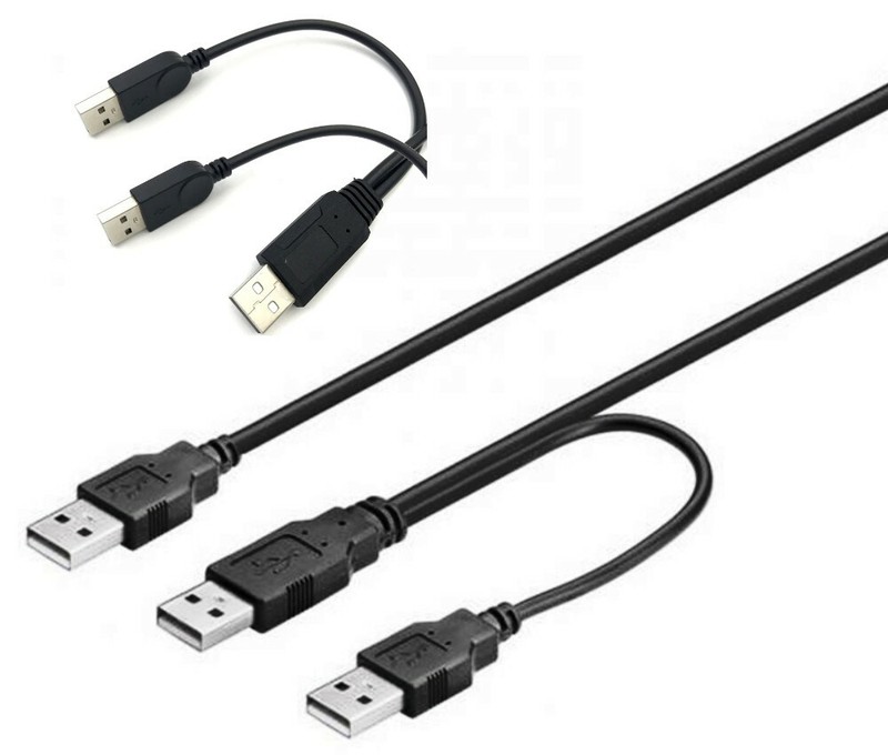 USB 2.0 Y SPLITER MALE DUAL POWER DISK PC DATA HARD DISK CABLE