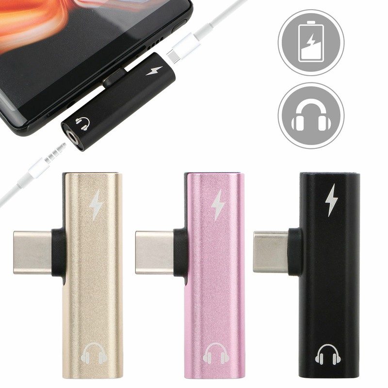 2 in 1 Type C to 3.5 mm and Charger Headphone Audio Jack USB C Cable Adapter US gallery