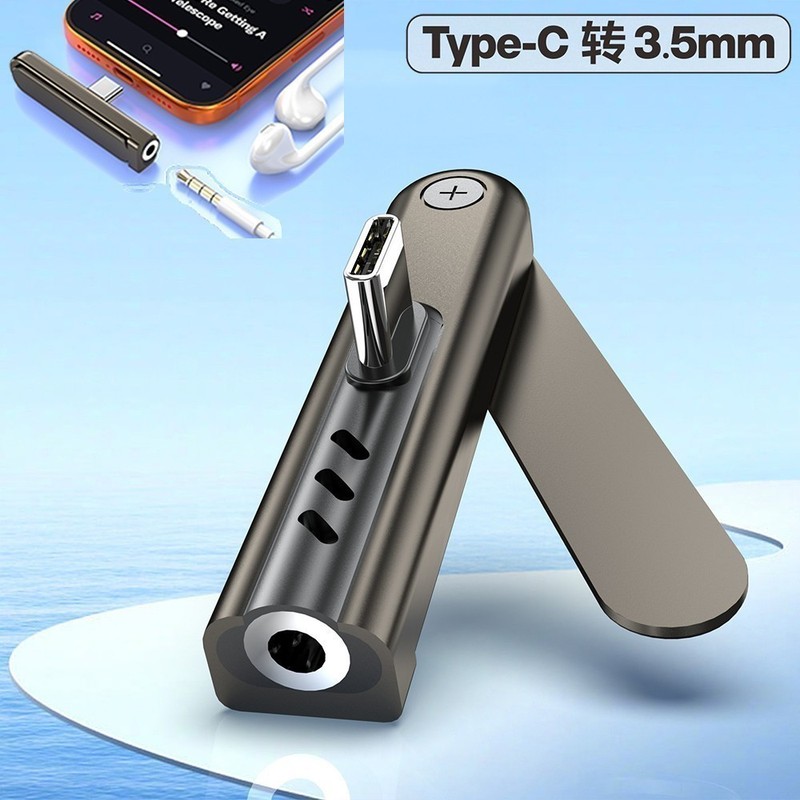 USB-C Adapter Port to 3.5MM Aux Audio Jack Earphone Headphone w/ Foldable Holder