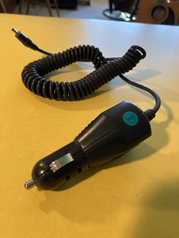 Lot of 3 unusual cords. Car charger cord, USB type B, unknown outlet power cord. gallery
