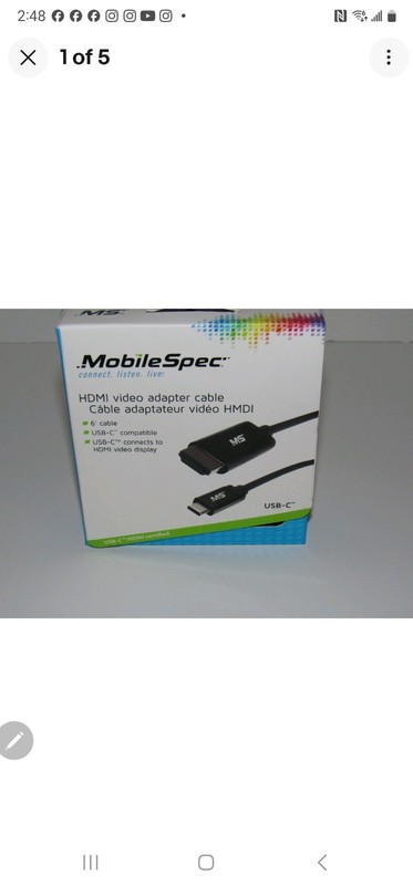 NEW MobileSpec 6ft. USB-C to HDMI Video Adapter CableUSB-C Compatible.Free SHIPP