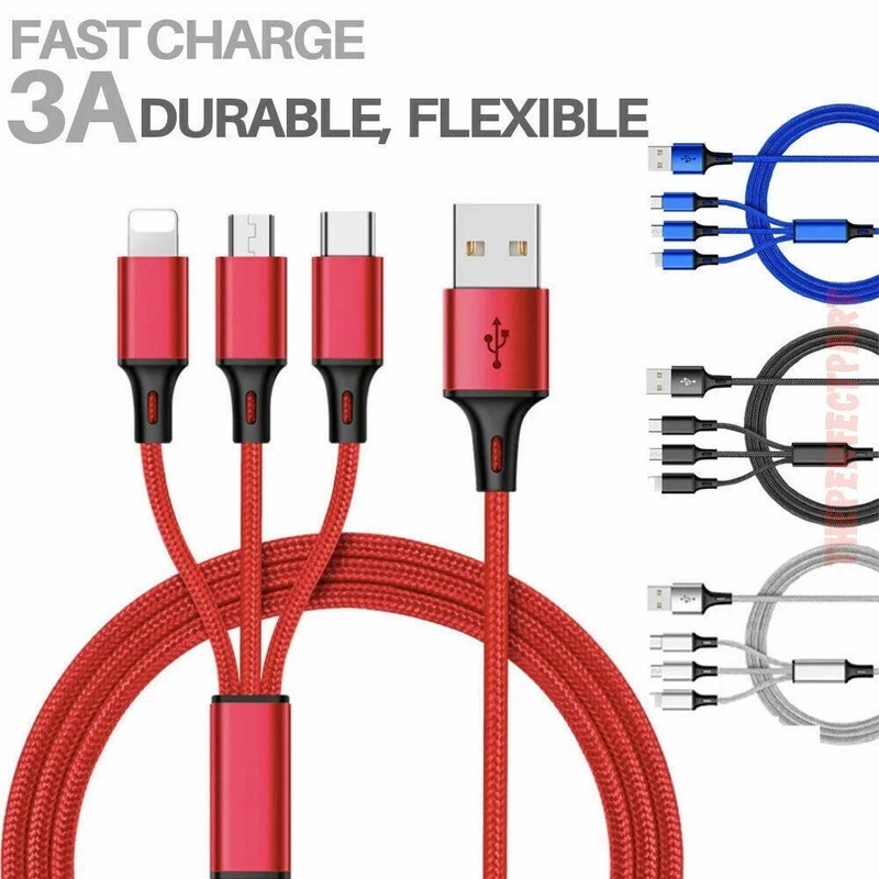 LOT NEW USB Charging Cable Universal 3 in 1 Multi Function Cell Phone Charger gallery