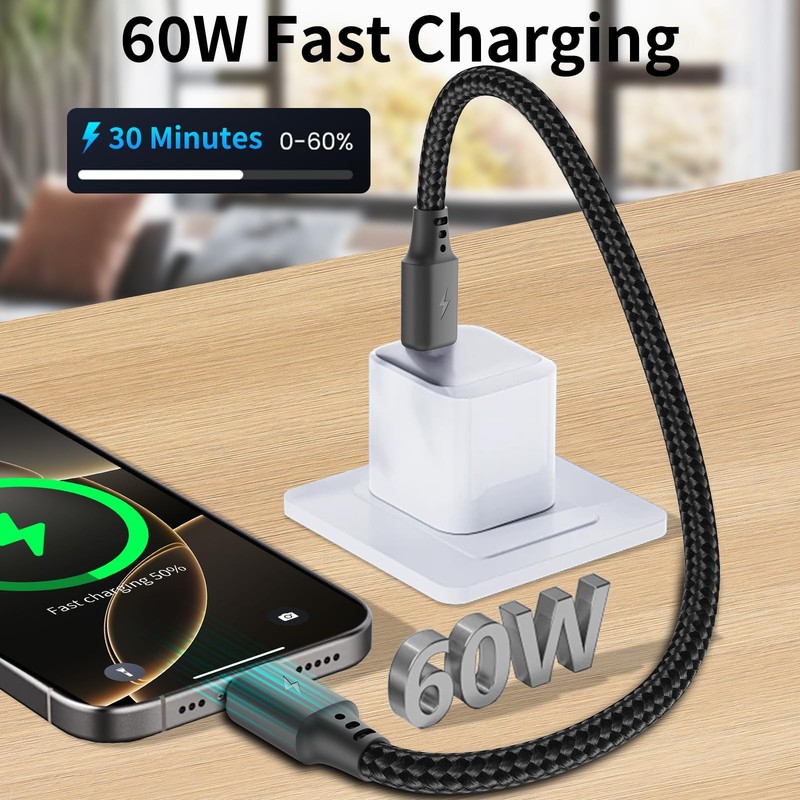 Short USB C to USB C Cable 6 inch 3Pack,USB C Cable Short Supprt 35W to 60W Fast gallery