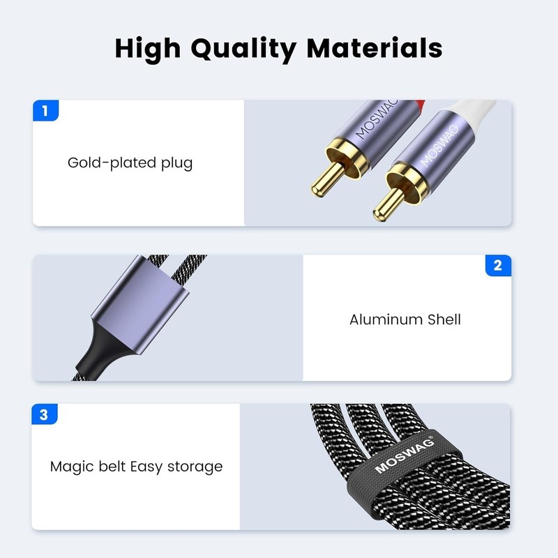 USB C to 2 RCA Audio Cable 6.6FT Braided Nylon for Smartphone Laptop Speaker gallery