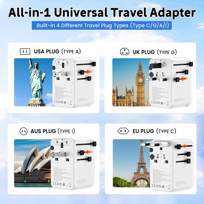 DILTEX 70W Charger with USB-C & USB-A Multiple Ports - Travel Adapter White gallery