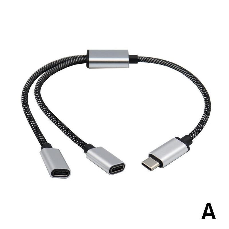 USB C plug to two USB C sockets splitter hub cable for type C charger