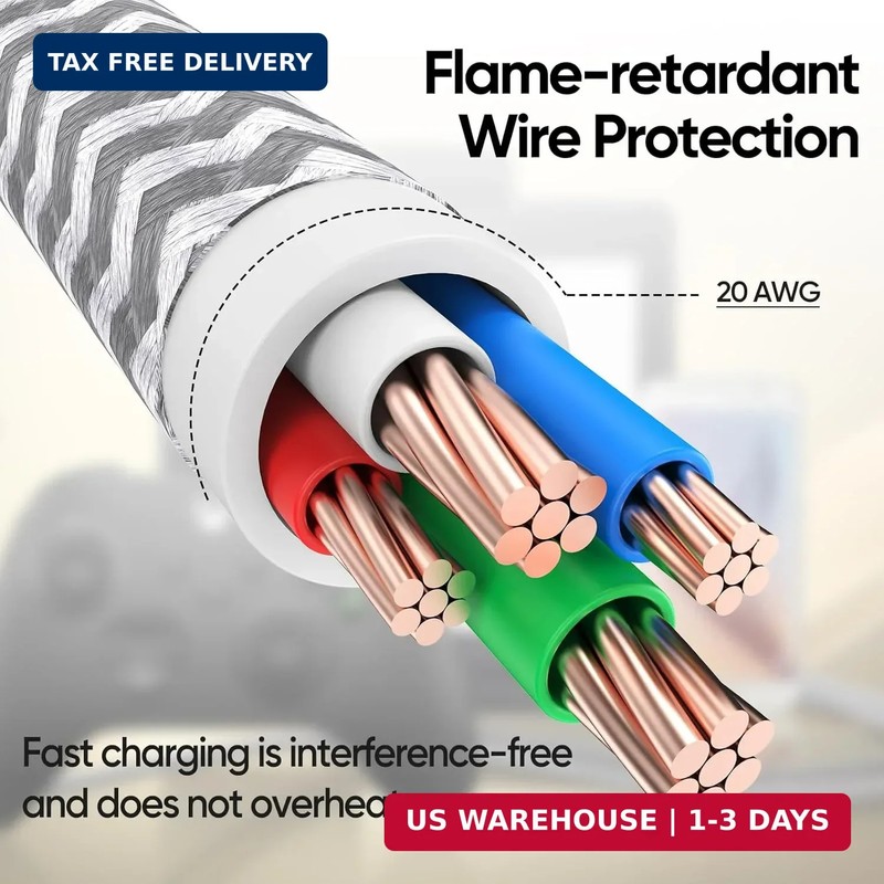 20 ft USB C Cable Fast Charging Extra Long 60W, 20 MB/s Data Transfer 20ft USBC gallery