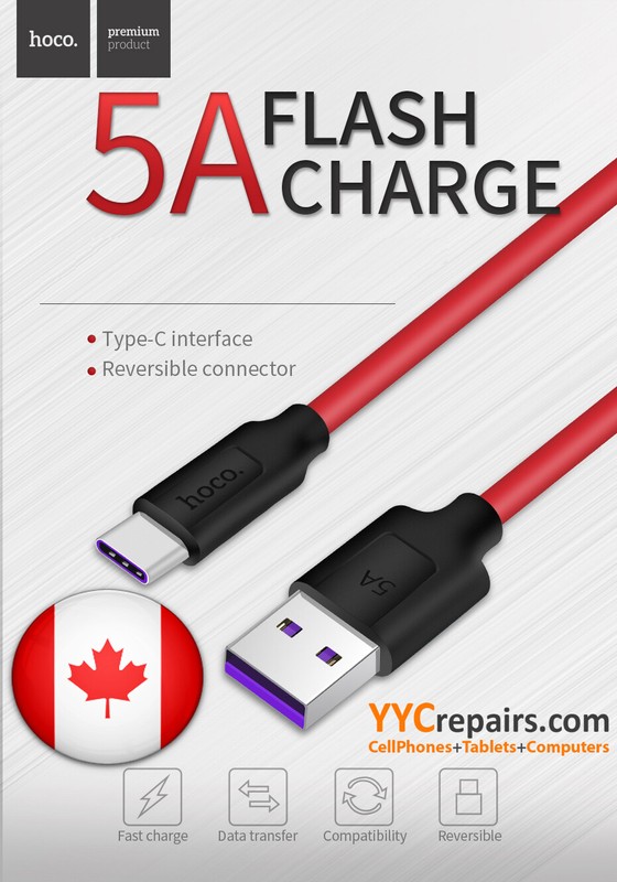 HOCO 5A Charging Cable USB Type-C Fast Charger Data Transfer Sync Huawei Mate 30