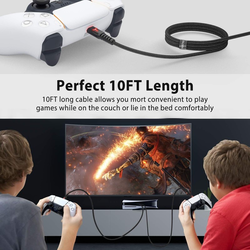 10FT USB Type C Charging Cable 2 Pack for PS5, Xbox Series X/S, Switch - Fast Ch gallery