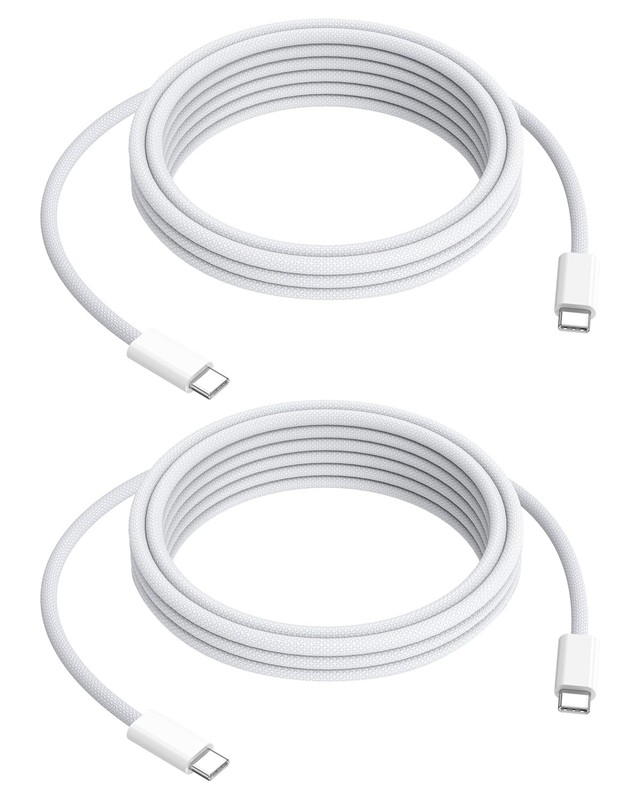 240w USB C 2M Braided Cable 2 Pack White Flexible 6.6FT Long Fast Charging