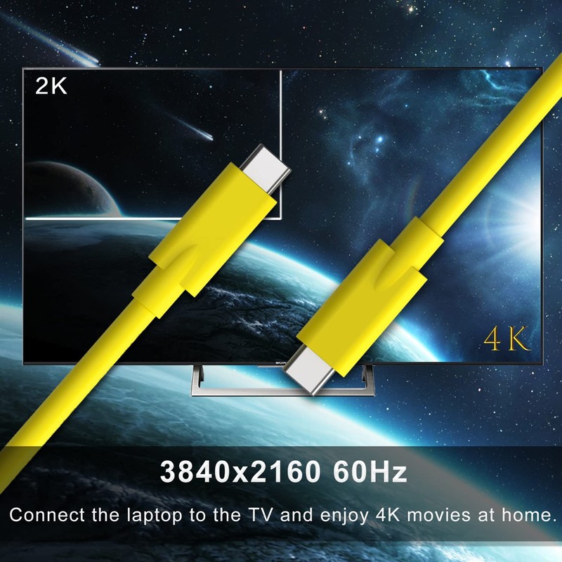 3.3FT USB C To C 3.1 Gen 2 Cable 100W PD 10Gbps 5A Fast Charging Cord Yellow gallery