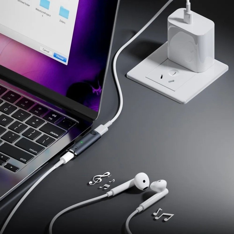 PD 100W USB-C to 3.5mm Audio Adapter 2-in-1 Charger Earphone Splitter gallery