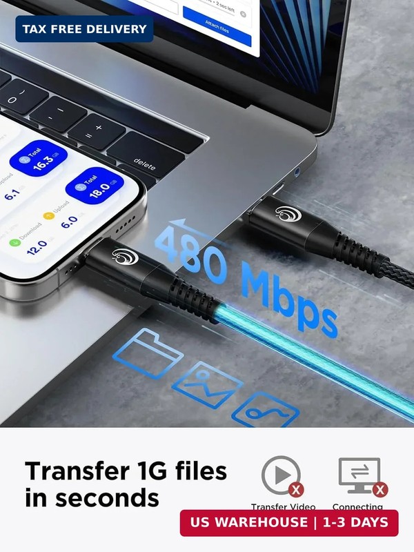 10FT USBC to USBC Cable 100W Fast Charging, Nylon Braided USB C to USB C Charger gallery