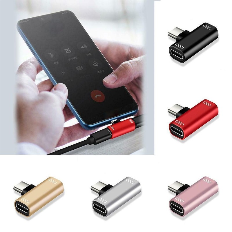 .&2 in 1 Dual USB-C Type-C Splitter Adapter to Headphone For Android₪ U0K2 gallery