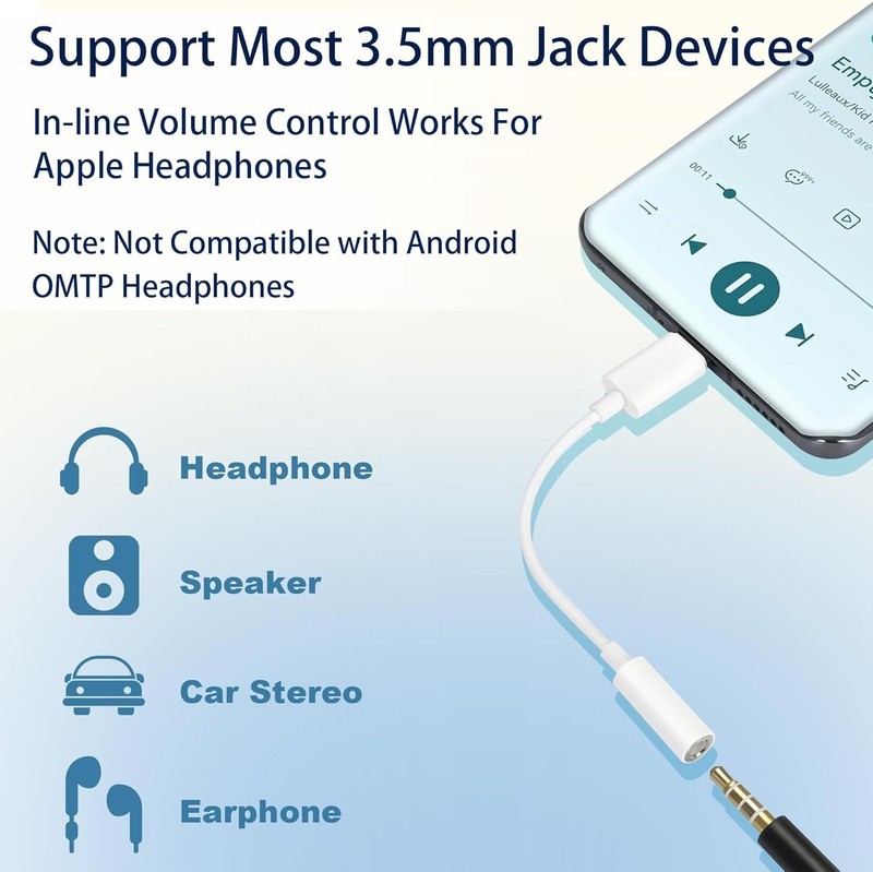 USB C to 3.5mm Female Headphone Jack Adapter, USB C to Aux Audio Dongle Cable gallery