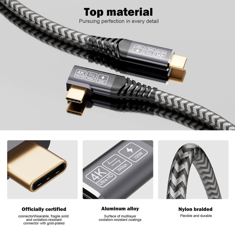 USB to 3.2 Gen 2×2 Cable 100W/20Gbps [6.6FT/2m] 4K Video Output Fast Charge w... gallery