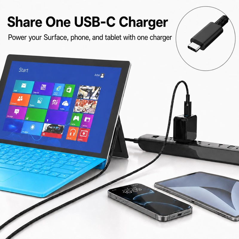 Surface Connect to USB C Charging Cable Nylon Braided 6ft, Compatible for Mic... gallery