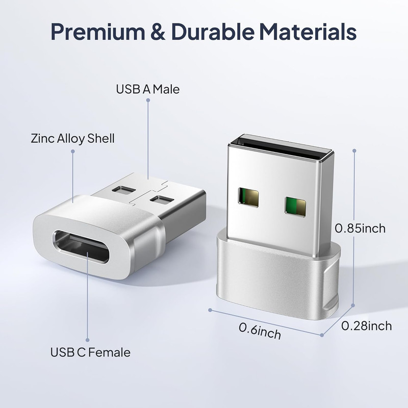 for iPhone 17 16 Car Charger Adapter 3Pack,USB Male to USB C Female Adapter,Type gallery