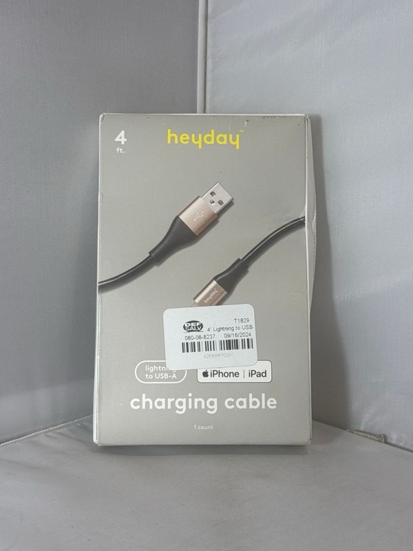 4′ Lightning to USB-A Round Cable – heyday™ Black/Gold (MFi-Certified) – New