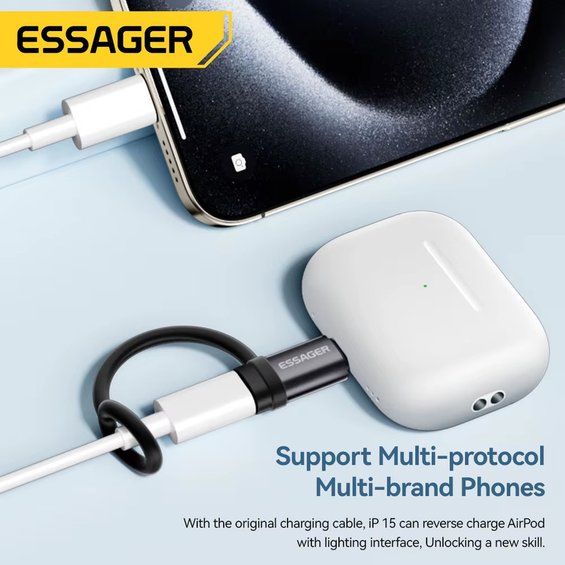 Essager Lighting To Type C Adapter 3A Fast Charging IOS Female to Type-C Male C gallery