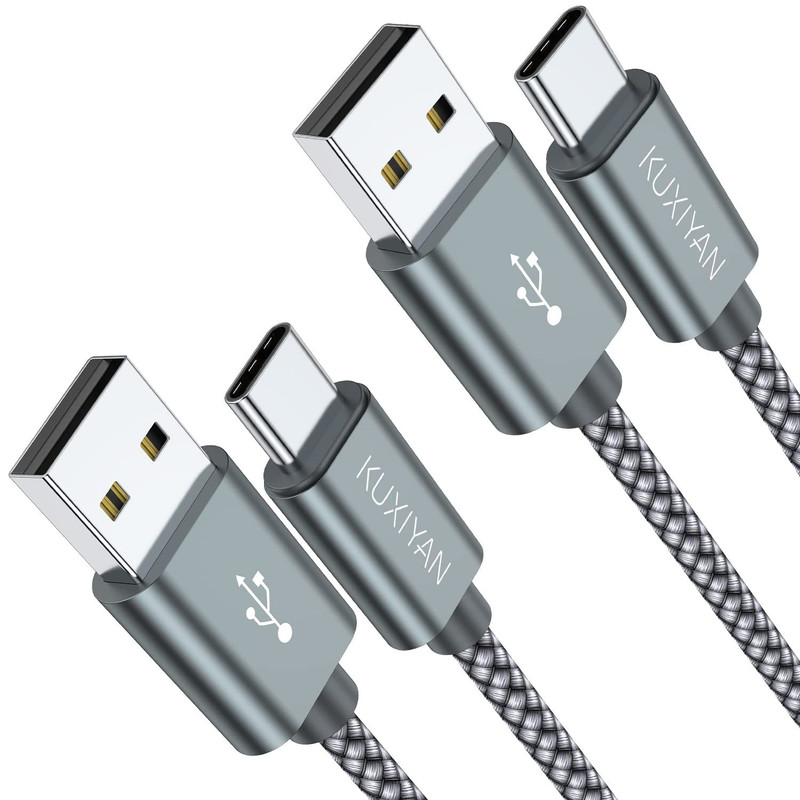 USB Type C Cable,(2-Pack 3FT) C Charger Cable Car Carplay 3FT, Grey