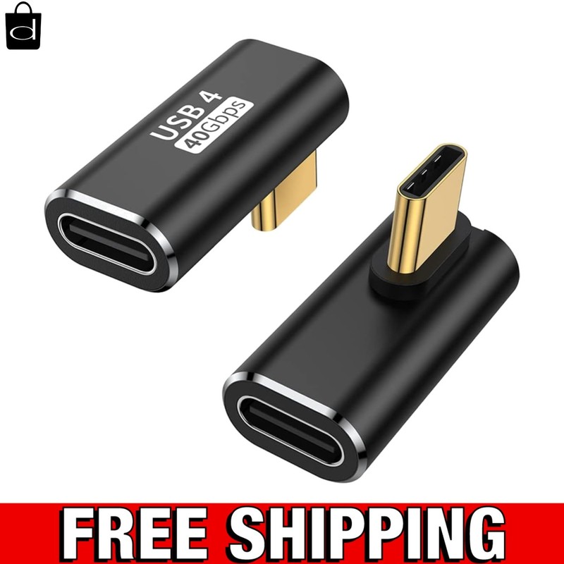 2-Pack USB C 90 Degree Adapter | L Shape Connector for Fast Charging & Data