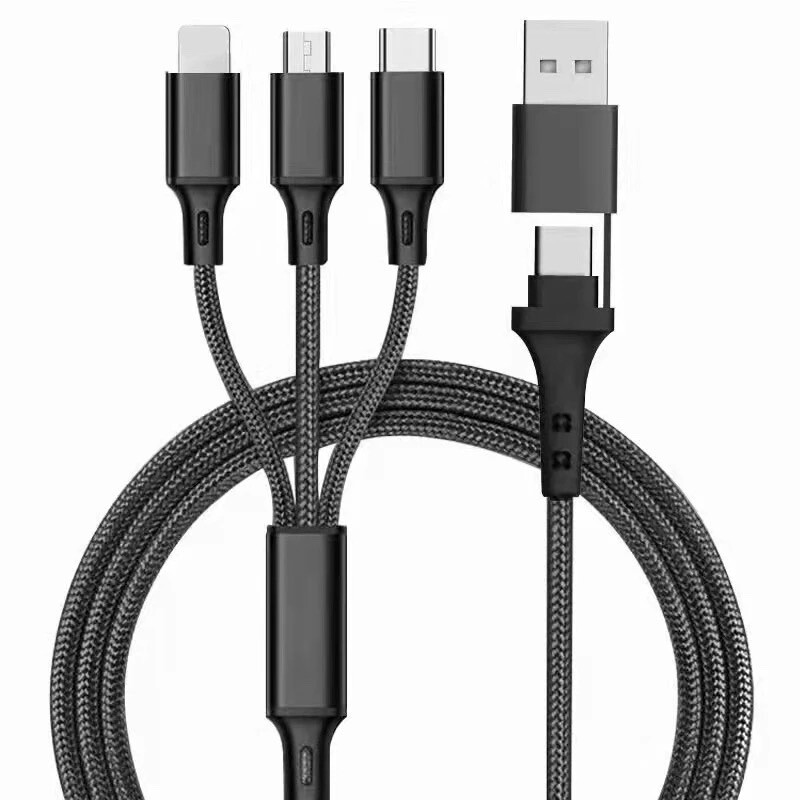3-in-1 8ft Charging Cable – USB-C, Micro USB & iOS Compatible – Fast Charger BLK gallery