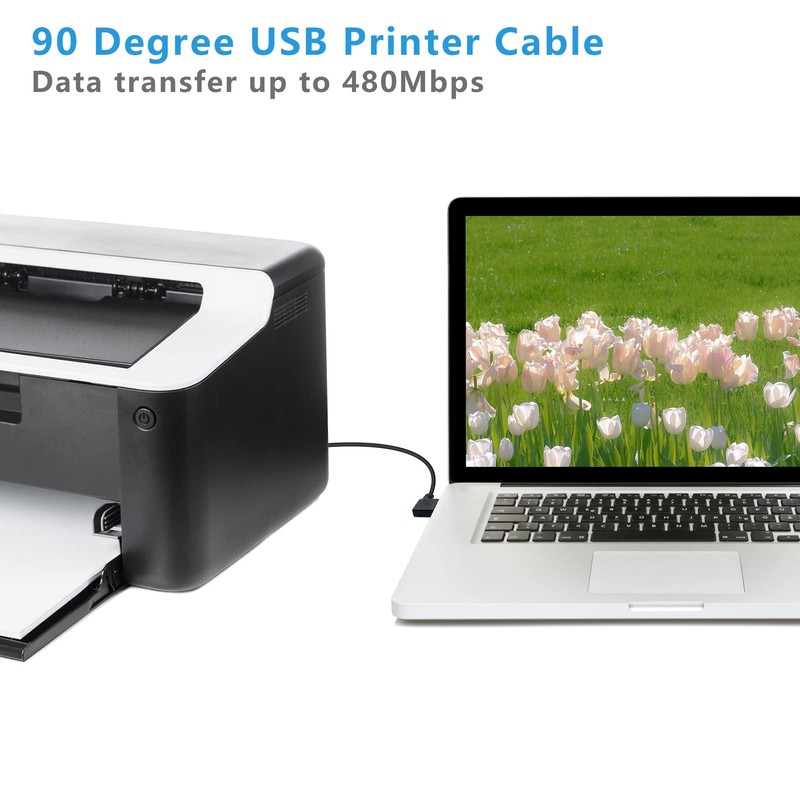 90 Degree Short USB Printer Cable 25CM Right Angle USB 2.0 A to Left and Righ... gallery