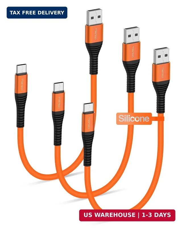 Silicone USB C Cable Short 6 inch 3 Pack, 60W Fast Charging USB A to Type-C Cord