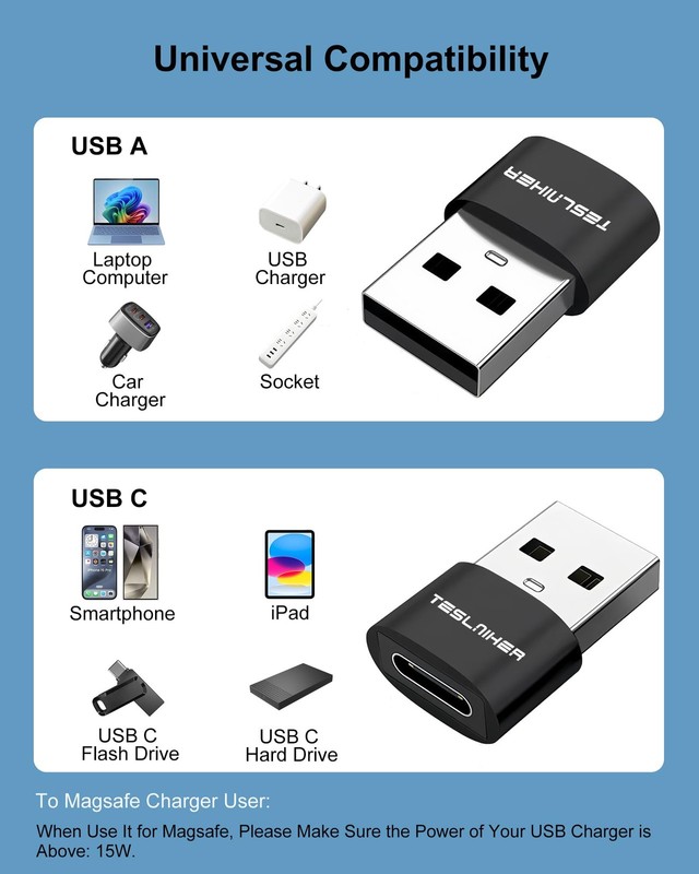 4 Pack USB to USB-C Adapter Type-C Female to USB-A Male 2.0 Converter Block gallery