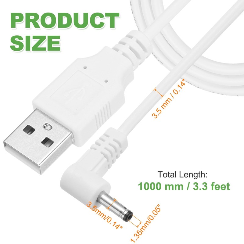 3.3ft USB A to DC, L-Shaped Head Power Connector Cable USB to DC 5V Power Cab... gallery
