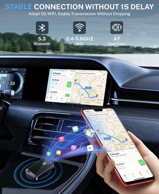Jemluse Wireless CarPlay Adapter for iPhone USB-C iOS 10+ Wired to Wireless Gray gallery