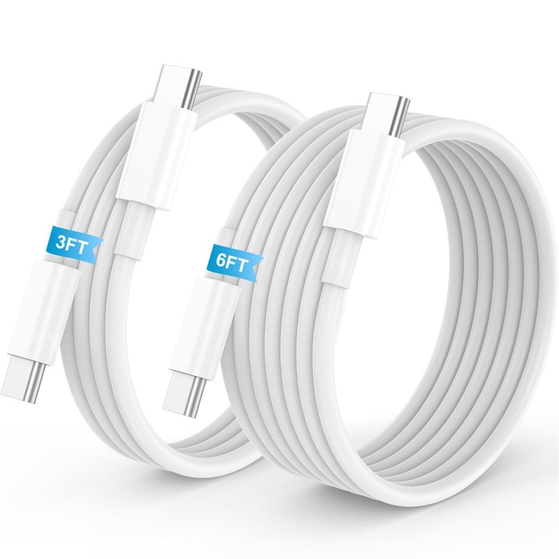 USB C to USB C Cable 60W [3FT 6FT] for iPhone 17 16 15 Fast Charger Cord 2Pack
