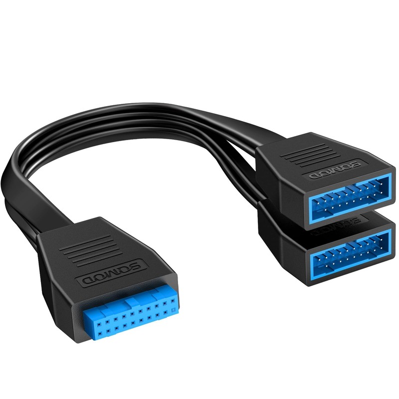 USB 3.0 Motherboard Header Splitter,19/20 Pin 1 to 2 Y Extension Cables for T