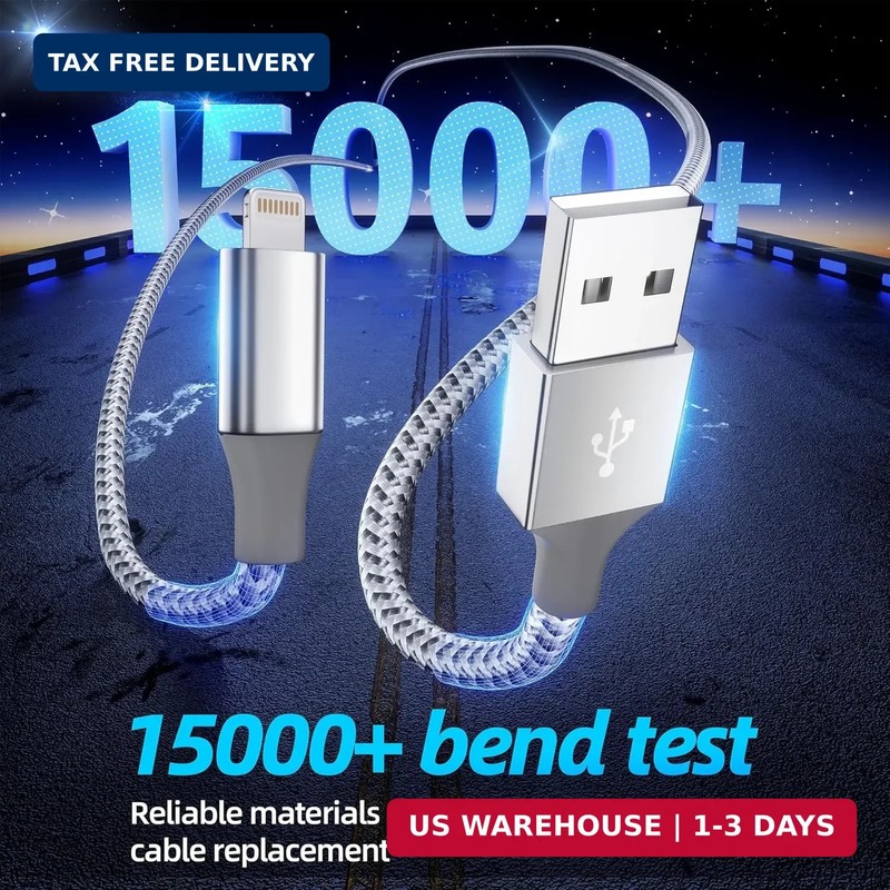 Phone Charger 3pack 10FT Apple MFi Certified Long Lightning Cable Fast Charging gallery