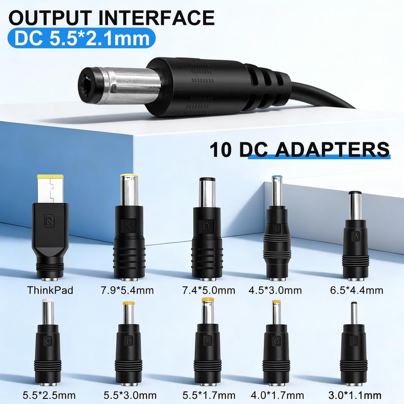 USB C to DC Adapter Power Cable 5V,9V,12V,15V,20V Adjustable with LED Display... gallery
