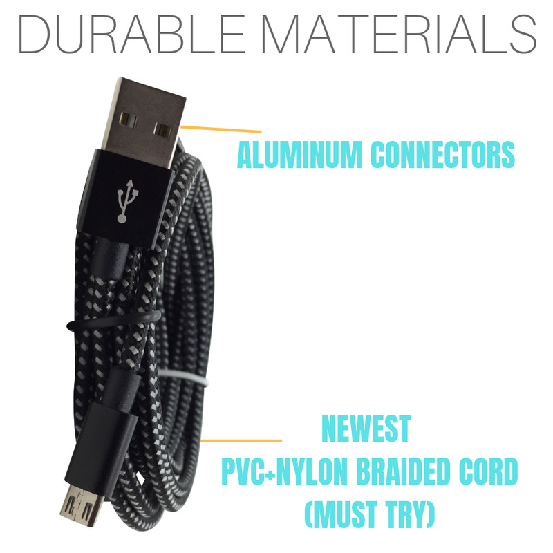 2Pack Micro USB Data Cable 10Ft Fast Charger US Plug Samsung S7 S6 Android LG gallery