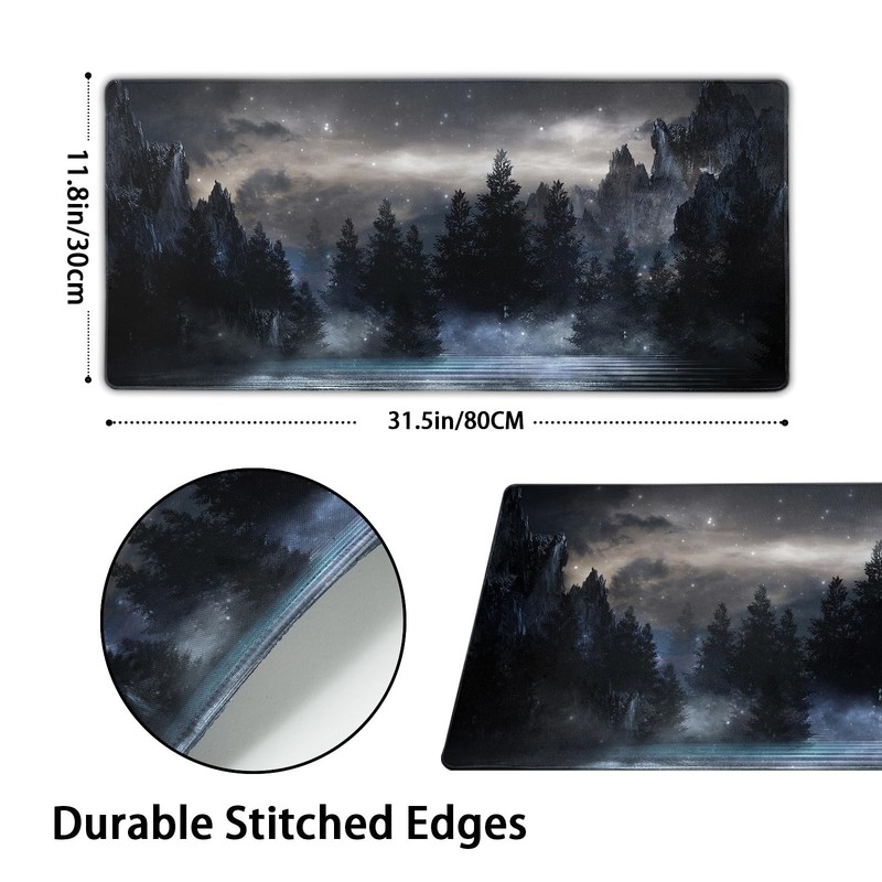 Forest Extra Large Black Gaming Mouse Pad Non-Slip Rubber Giant Mountain Mous... gallery