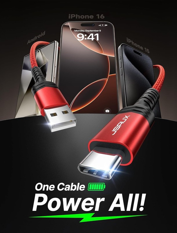 USB C Cable [2-Pack 6.6Ft], USB a to USB Cord Fast Charging for Iphone 17E, Ipho gallery